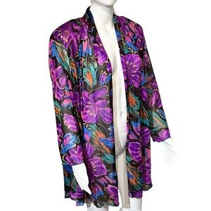 Oscar de la Renta Womens Medium Swimwear Swim Cover Up Sheer Psychedelic Vintage